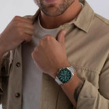 Hugo Boss Strike Chronograph Green Dial Silver Steel Strap Watch for Men - 1514241 Authentic Buy Shop Now