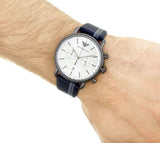 Emporio Armani Aviator Silver Dial Two Tone Leather Strap Watch for Men - AR11202 Authentic Buy Shop Now