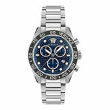 Versace Greca Dome Chronograph Blue Dial Silver Steel Strap Watch for Men - VE6K00323 Authentic Buy Shop Now