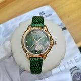 Emporio Armani Mia Meccanico Mother of Pearl Dial Green Leather Strap Watch for Women - AR60073 Authentic Buy Shop Now