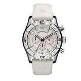 Emporio Armani Sportivo Chronograph White Dial White Rubber Strap Watch for Men - AR5947 Authentic Buy Shop Now