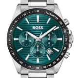 Hugo Boss Strike Chronograph Green Dial Silver Steel Strap Watch for Men - 1514241 Authentic Buy Shop Now
