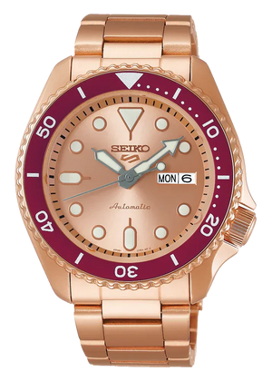 Seiko 5 Sports 55th Anniversary Limited Edition Rose Gold Dial Rose Gold Steel Strap Watch for Men - SRPK08K1 Authentic Buy Shop Now