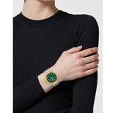Versace V-Code Analog Green Dial Two Tone Steel Strap Watch for Women - VE8I00424 Authentic Buy Shop Now