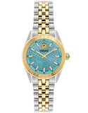 Versace V-Code Analog Turquoise Dial Two Tone Steel Strap Watch for Women - VE8I00524 Authentic Buy Shop Now