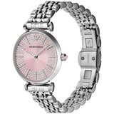 Emporio Armani Gianni T-Bar Pink Dial Silver Steel Strap Watch for Women - AR11686 Authentic Buy Shop Now