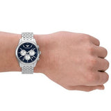 Emporio Armani Antonio Chronograph Blue Dial Silver Steel Strap Watch for Men - AR11582 Authentic Buy Shop Now