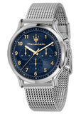 Maserati Epoca Limited Edition Chronograph Blue Dial Silver Mesh Strap Watch for Men - R8873618022 Authentic Buy Shop Now