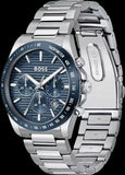 Hugo Boss Strike Chronograph Blue Dial Silver Steel Strap Watch for Men - 1514240 Authentic Buy Shop Now