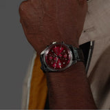 Hugo Boss Skytraveller Chronograph Burgundy Red Dial Black Leather Strap Watch for Men - 1514193 Authentic Buy Shop Now