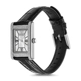 Emporio Armani Two Hand Crystals Silver Dial Black Leather Strap Watch for Women - AR11623 Authentic Buy Shop Now