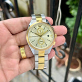 Emporio Armani Elegant Chronograph Cream Dial Two Tone Steel Strap Watch for Men - AR11605 Authentic Buy Shop Now