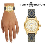 Tory Burch Classic Chronograph White Dial Grey Nylon Strap Watch for Women - TBW1035 Authentic Buy Shop Now