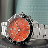Hugo Boss Runner Chronograph Orange Dial Silver Steel Strap Watch for Men - 1514162 Authentic Buy Shop Now