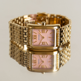 Tory Burch Eleanor Mother of Pearl Pink Dial Gold Steel Strap Watch for Women - TBW1077 Authentic Buy Shop Now
