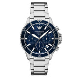 Emporio Armani World Explorer Chronograph Blue Dial Silver Steel Strap Watch for Men - AR11681 Authentic Buy Shop Now