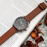 Hugo Boss Skytraveller Chronograph Black Dial Blue Leather Strap Watch for Men - 1514161 Authentic Buy Shop Now