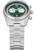 Emporio Armani Racer Chronograph Green Dial Silver Steel Strap Watch for Men - AR11637 Authentic Buy Shop Now