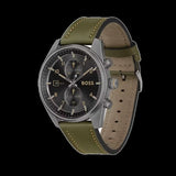 Hugo Boss Skytraveller Chronograph Black Dial Green Leather Strap Watch for Men - 1514148 Authentic Buy Shop Now