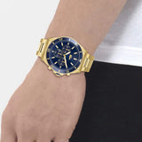 Lacoste Tiebreaker Chronograph Blue Dial Gold Steel Strap Watch for Men - 2011151 Authentic Buy Shop Now
