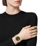 Versace V-Code Quartz Black Dial Gold Steel Strap Watch for Women - VE8I00724 Authentic Buy Shop Now