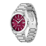 Hugo Boss Strike Red Dial Silver Steel Strap Watch for Men - 1514174 Authentic Buy Shop Now