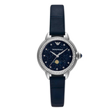 Emporio Armani Mia Moonphase Blue Dial Blue Leather Strap Watch for Women - AR11629 Authentic Buy Shop Now
