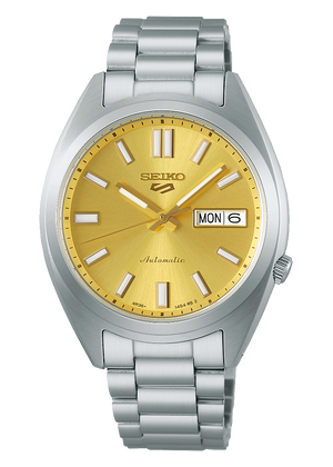 Seiko 5 Sports SNXS Automatic Gold Dial Silver Steel Strap Watch for Men - SRPL59K1 Authentic Buy Shop Now