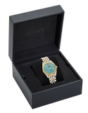 Versace V-Code Analog Turquoise Dial Two Tone Steel Strap Watch for Women - VE8I00524 Authentic Buy Shop Now