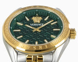 Versace V-Code Analog Green Dial Two Tone Steel Strap Watch for Women - VE8I00424 Authentic Buy Shop Now