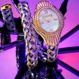 Just Cavalli Twined Mother of Pearl Dial Two Tone Steel Strap Watch for Women - JC1L305M0055 Authentic Buy Shop Now