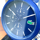 Lacoste 12.12 Chronograph Blue Dial Blue Silicon Strap Watch for Men - 2010970 Authentic Buy Shop Now