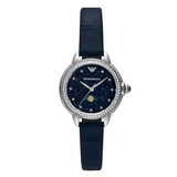 Emporio Armani Mia Moonphase Blue Dial Blue Leather Strap Watch for Women - AR11629 Authentic Buy Shop Now