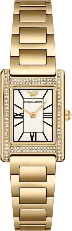 Emporio Armani Genni Crystals Mother of Pearl Dial Gold Steel Strap Watch for Women - AR11659 Authentic Buy Shop Now