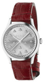 Gucci G Timeless Quartz Silver Dial Maroon Leather Strap Watch for Women - YA1265057 Authentic Buy Shop Now