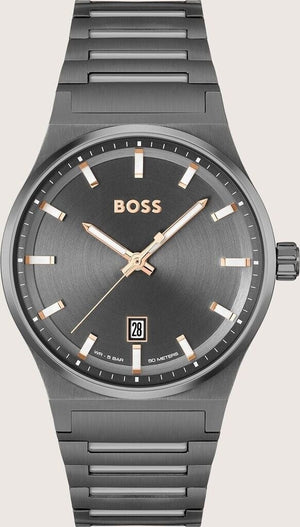 Hugo Boss Candor Grey Dial Grey Steel Strap Watch for Men - 1514078 Authentic Buy Shop Now