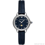 Emporio Armani Mia Moonphase Blue Dial Blue Leather Strap Watch for Women - AR11629 Authentic Buy Shop Now