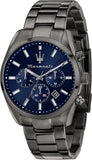 Maserati Attrazione Chronograph Blue Dial Grey Steel Strap Watch for Men - R8853151012 Authentic Buy Shop Now