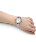 Emporio Armani Gianni T Bar Silver Dial Two Tone Steel Strap Watch for Women - AR11537 Authentic Buy Shop Now