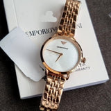 Emporio Armani Modern Mother of Pearl White Dial Rose Gold Steel Strap Watch for Women - AR11158 Authentic Buy Shop Now