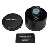 Emporio Armani Sea Explorer Turquoise Blue Dial Black Steel Strap Watch for Men - AR60084 Authentic Buy Shop Now
