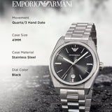 Emporio Armani Frederico Analog Black Dial Silver Steel Strap Watch for Men - AR11622 Authentic Buy Shop Now