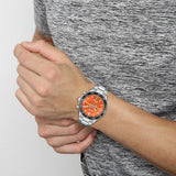 Hugo Boss Runner Chronograph Orange Dial Silver Steel Strap Watch for Men - 1514162 Authentic Buy Shop Now