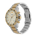 Emporio Armani World Explorer Chronograph Cream Dial Two Tone Steel Strap Watch for Men - AR11606 Authentic Buy Shop Now