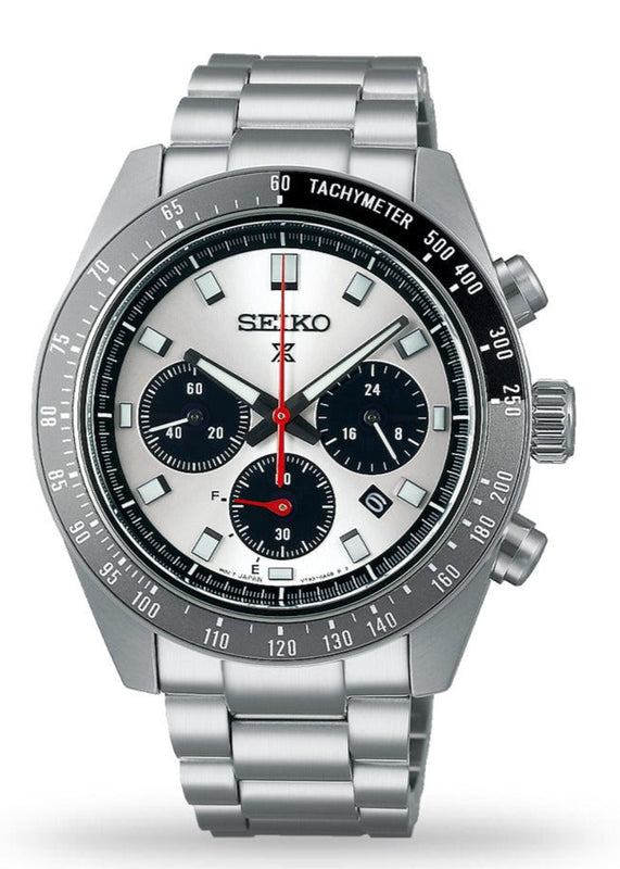 Seiko Prospex Speedtimer Solar Chronograph Silver Dial Silver Steel Strap Watch for Men - SSC911 Authentic Buy Shop Now