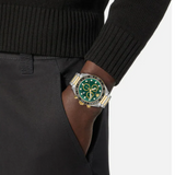 Versace Greca Dome Chronograph Green Dial Two Tone Steel Strap Watch for Men - VE6K00423 Authentic Buy Shop Now