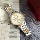 Emporio Armani Elegant Chronograph Cream Dial Two Tone Steel Strap Watch for Men - AR11605 Authentic Buy Shop Now