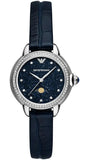 Emporio Armani Mia Moonphase Blue Dial Blue Leather Strap Watch for Women - AR11629 Authentic Buy Shop Now