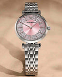 Emporio Armani Gianni T-Bar Pink Dial Silver Steel Strap Watch for Women - AR11686 Authentic Buy Shop Now