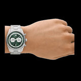 Emporio Armani Racer Chronograph Green Dial Silver Steel Strap Watch for Men - AR11637 Authentic Buy Shop Now